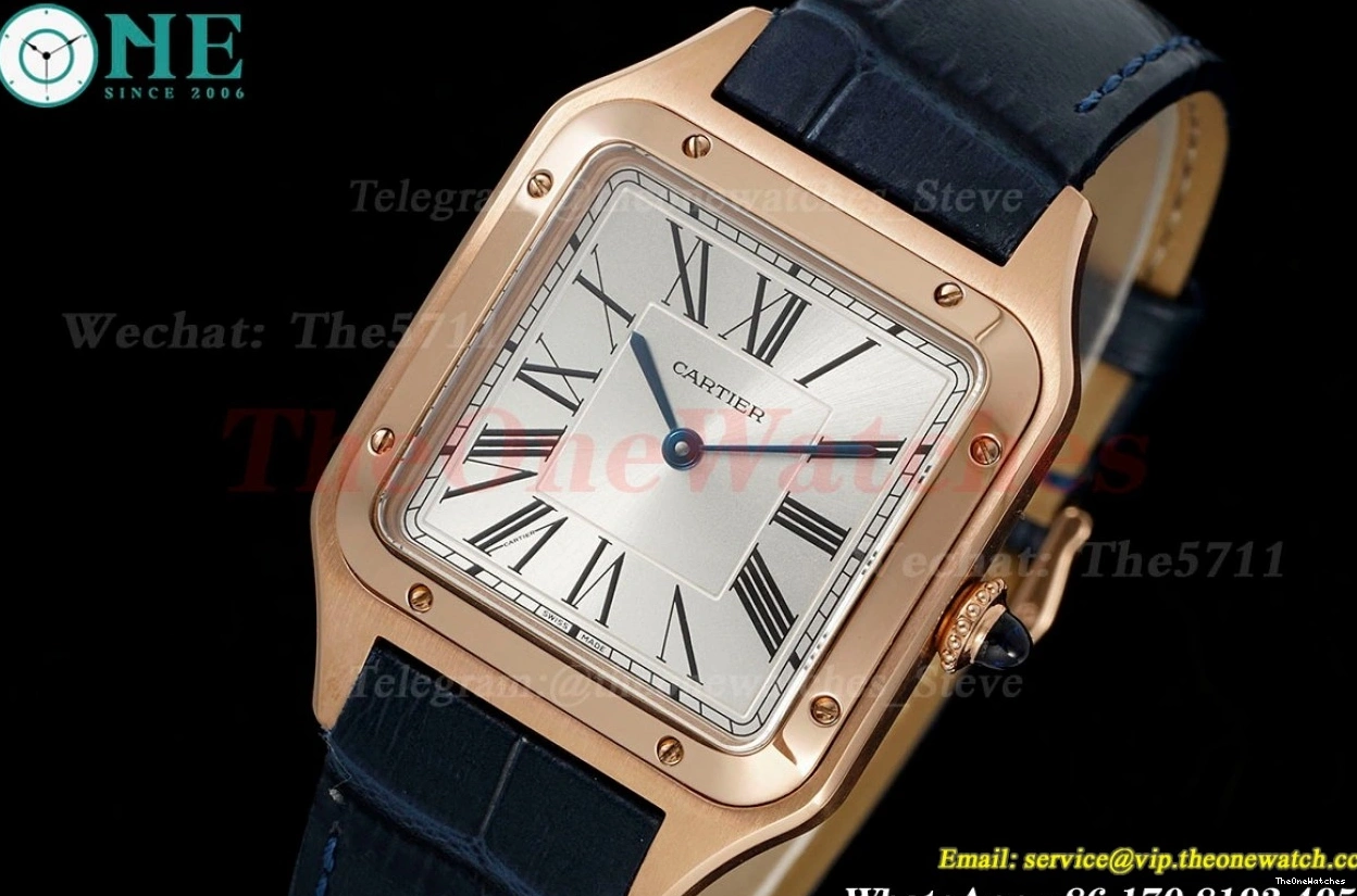 Dial Santos Quartz AF Blue LE Silver RG Dumont 0301